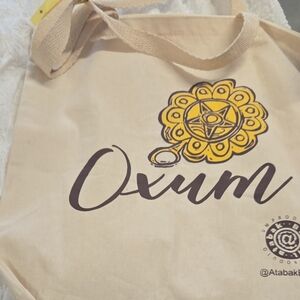 Cream Tote Bag with Yellow Design
